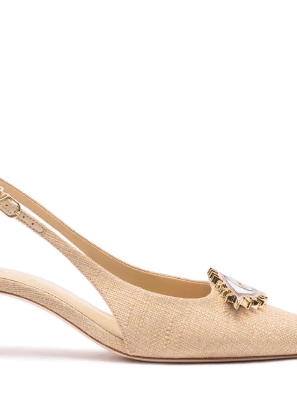 Larroude x Libertine Eye Pump Beige Rafia Kitten Heel Sandal - Picture 3 of 10